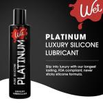 Wet Platinum Silicone-Based Personal Lubricant | Ultra Smooth, Super Slick, Hypoallergenic, Long-Lasting Performance, Waterproof Formula| Lube for Men, Women & Couples, 3 fl oz (Pack of 3)