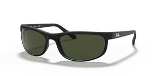 Ray-Ban Mens RB2027 Predator 2 Rectangular Sunglasses, Black/ Matte Black/G-15 Green, 62 mm