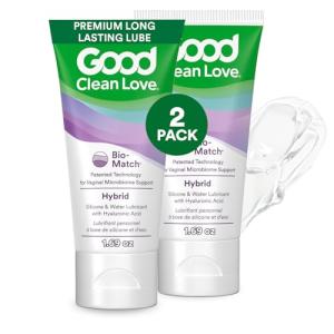 Good Clean Love Hybrid Silicone & Water Based Lube, Premium Long Lasting Personal Lubricant with Hyaluronic Acid, Safe for Adult Toys & Condoms, Intimate Wellness Gel for Men & Women, 1.69 Oz (2-Pack)