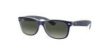 Ray-Ban RB2132 605371 55MM NEW WAYFARER Square Sunglasses For Men For Women +BUNDLE with ACCESSORY EYEWEAR KIT (Matte Blue on Transparent/Crystal Lens Light Grey Gradient Dark Grey)