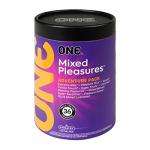 ONE Condoms Mixed Pleasures | Variety of Thin, Glow in The Dark, Studded, and More | 36 Pack