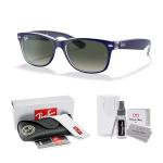 Ray-Ban RB2132 605371 55MM NEW WAYFARER Square Sunglasses For Men For Women +BUNDLE with ACCESSORY EYEWEAR KIT (Matte Blue on Transparent/Crystal Lens Light Grey Gradient Dark Grey)
