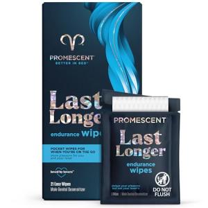 Promescent Delay Wipes Sexual Enhancer for Men to Last Longer in Bed, Extended Climax Control with Benzocaine for Male Genital Desensitizing - Increase Duration, Performance, and Stamina (21 Count)