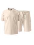 JMIERR Mens 2 Piece Outfits Oversized Casual Summer Shorts Set Raglan Sleeve T-shirts & Workout Short Suits for Men 2026, Cream M
