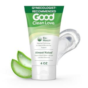 Good Clean Love Almost Naked Water-Based Lube, Personal Lubricant with Organic Aloe Vera, Safe for Adult Toys & Condoms, pH-Balanced, Clean Intimate Wellness Gel for Men & Women, 4 Oz