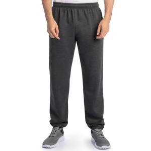 Fruit Of The Loom Mens Eversoft Fleece Elastic Bottom With Pockets, Relaxed Fit, Moisture Wicking, Breathable Sweatpants, Black Heather, Large US
