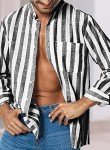 Men's Casual Striped Linen Long Sleeve Shirt