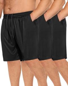BOOJO 3 Pack Gym Basketball Mens Shorts - Quick Dry Black Workout Athletic Shorts with Pockets for Casual Running(S-6XL)