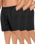 BOOJO 3 Pack Gym Basketball Mens Shorts - Quick Dry Black Workout Athletic Shorts with Pockets for Casual Running(S-6XL)
