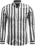 Men's Casual Striped Linen Long Sleeve Shirt