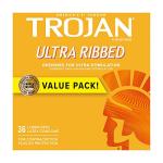 TROJAN Condoms Ultra Ribbed for Ultra Stimulation, 36 Count Pack