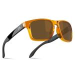 Bnus italy made classic sunglasses for women mens corning real glass lens shades (B7066 Crystal Brown / B15 Polarized)