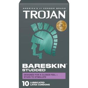 Trojan Studded Bareskin Lubricated Condoms - 10 Count