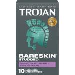 Trojan Studded Bareskin Lubricated Condoms - 10 Count