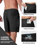 ZITY Men's Running Athletic Shorts with Zipper Pockets 7" Lightweight Moisture Wicking Sports Gym Basketball Hiking Workout Black
