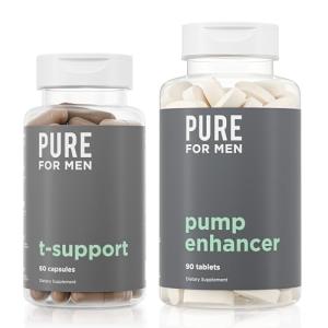 Pure for Men Peak Performance Pack | Support Strength, Energy, Endurance & Physical Activity | Stimulate Workouts with Ashwagandha & L-Arginine | 60 Capsules & Pump Enhancer, 90 Tablets