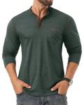 Sailwind Men's Henley Shirts Long Sleeve Button T-Shirt Casual Stylish Cotton Pullover Shirt with Pocket Green
