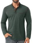 Sailwind Men's Henley Shirts Long Sleeve Button T-Shirt Casual Stylish Cotton Pullover Shirt with Pocket Green