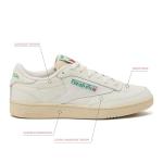 Reebok Club C Vintage Tennis Sneakers for Men, Casual White Mens Shoes, Size 7 to 15, Top-Chalk/Paperwhite/Glen Green, 9.5