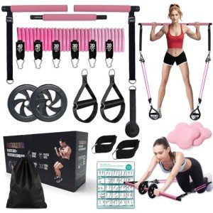 Pilates Bar Kit with Resistance Bands for Men