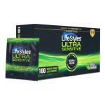LifeStyles Ultra Sensitive Premium Lubricated Natural Latex Condoms Value Pack - 100 Count, 1 Pack - Triple Tested for Best Protection, Made with UltraGlide Silicone Lube