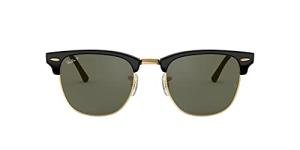 Ray-Ban Unisex RB3016 Clubmaster Square Sunglasses, Black/Polarized G-15 Green, 49 mm