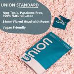 UNION Standard Condoms – Ultra-Thin Natural Latex, Lightly Lubricated, Vegan-Friendly, Body-Friendly, Medium Size for Natural Feel and Comfort, Flared Head, Flexible Design – 12 Count, Medium 54mm