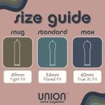 UNION Standard Condoms – Ultra-Thin Natural Latex, Lightly Lubricated, Vegan-Friendly, Body-Friendly, Medium Size for Natural Feel and Comfort, Flared Head, Flexible Design – 12 Count, Medium 54mm