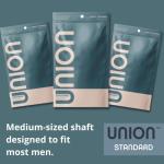 UNION Standard Condoms – Ultra-Thin Natural Latex, Lightly Lubricated, Vegan-Friendly, Body-Friendly, Medium Size for Natural Feel and Comfort, Flared Head, Flexible Design – 12 Count, Medium 54mm