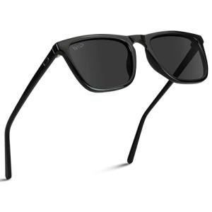 WearMe Pro - Polarized Lens Square Modern Sunglasses for Men (Black Frame/Black Lens)