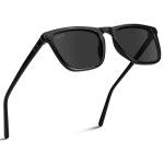 WearMe Pro - Polarized Lens Square Modern Sunglasses for Men (Black Frame/Black Lens)