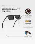 WearMe Pro - Polarized Lens Square Modern Sunglasses for Men (Black Frame/Black Lens)