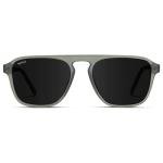 WearMe Pro Polarized Aviator One-Bridge Modern Square Mens Sunglasses (Moon Rock Grey/Black Lens)