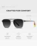 WearMe Pro Polarized Aviator One-Bridge Modern Square Mens Sunglasses (Moon Rock Grey/Black Lens)