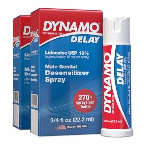 Dynamo Delay Desensitizing Spray for Men to Help You Last Longer in Bed - Reduces Oversensitivity, Prolong Climax for Him, Metered Dose, 0.75 Fl Oz (2 Pack)