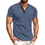 Sailwind Mens Henley Shirts Short Sleeve Summer Casual Classic Cotton T Shirts Pocket Button Shirt Blue