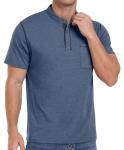 Sailwind Mens Henley Shirts Short Sleeve Summer Casual Classic Cotton T Shirts Pocket Button Shirt Blue