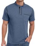 Sailwind Mens Henley Shirts Short Sleeve Summer Casual Classic Cotton T Shirts Pocket Button Shirt Blue