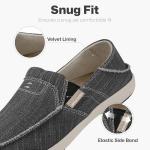 Mens Slip On Shoes, Mens Boat Shoes with Arch Support, Orthopedic Canvas Loafers for Plantar Fasciitis, Indoor & Outdoor Walking Slippers Shoes for Pain Relief (11, Black)