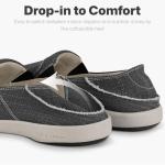 Mens Slip On Shoes, Mens Boat Shoes with Arch Support, Orthopedic Canvas Loafers for Plantar Fasciitis, Indoor & Outdoor Walking Slippers Shoes for Pain Relief (11, Black)