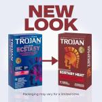 Trojan Ecstasy Heat Latex Lubricated Ribbed Condoms for Men with Warming Lubricant for a Heightened Experience, Helps Reduce Risk of Pregnancy and Sexually Transmitted Infections (STIs), 10 Count