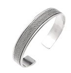Men's Silver Open Cuff Bangle - Solid 925 Sterling