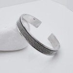 Men's Silver Open Cuff Bangle - Solid 925 Sterling
