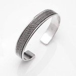 Men's Silver Open Cuff Bangle - Solid 925 Sterling