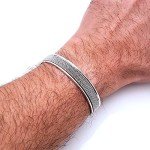 Men's Silver Open Cuff Bangle - Solid 925 Sterling