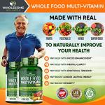 Wholesome Wellness Whole Food Multivitamin for Men - Natural Multi Vitamins, Minerals, Organic Extracts - Vegan Vegetarian - 120 Tablets