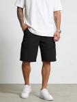 TRFIC Men's Cargo Shorts Button Closure Classic Chino Stretch Shorts with 6 Pockets Black