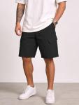 TRFIC Men's Cargo Shorts Button Closure Classic Chino Stretch Shorts with 6 Pockets Black