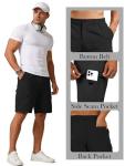 TRFIC Men's Cargo Shorts Button Closure Classic Chino Stretch Shorts with 6 Pockets Black
