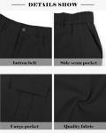 TRFIC Men's Cargo Shorts Button Closure Classic Chino Stretch Shorts with 6 Pockets Black